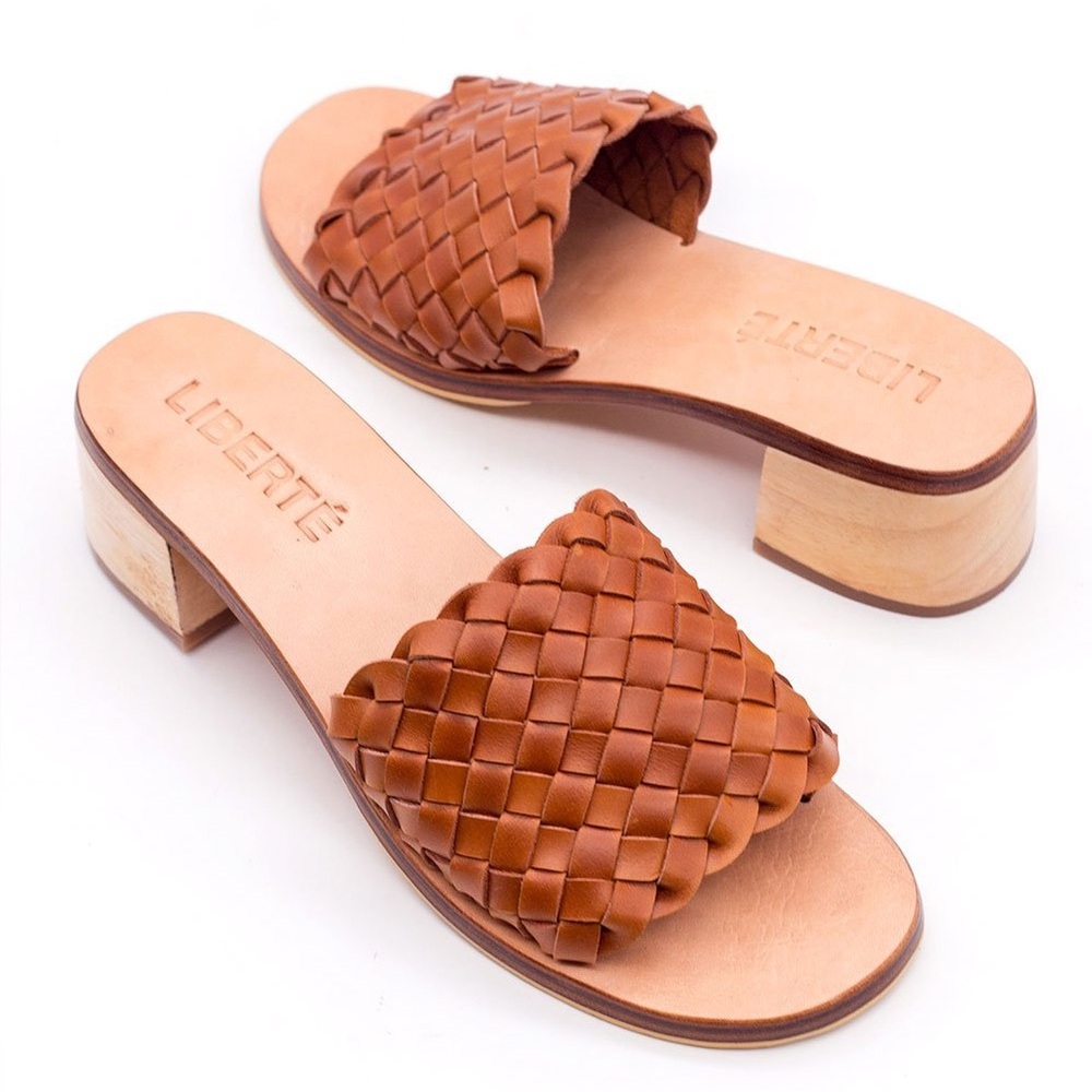 Liberté Leather Santorini Woven Mule in Cognac Women’s Size 6